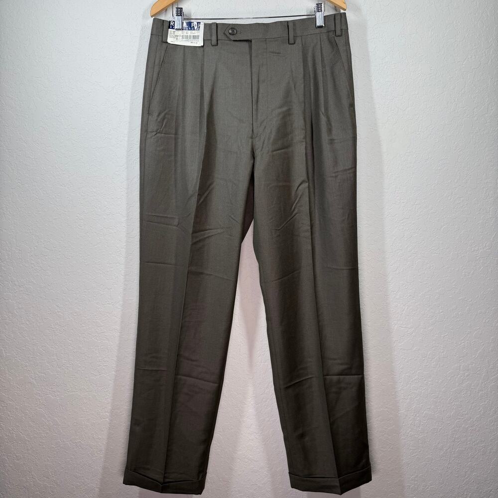 Men's Ralph Lauren Pleated and Cuffed‎ Brown Dress Pants 36 x 32 NEW